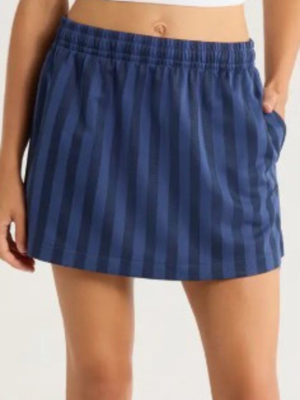NIKE SPORTSWEAR Jacquard Striped Mini Skirt in Midnight Navy/Obsidian Sz LARGE
